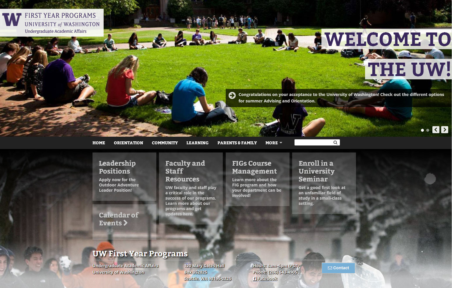 First Year Programs at the University of Washington
