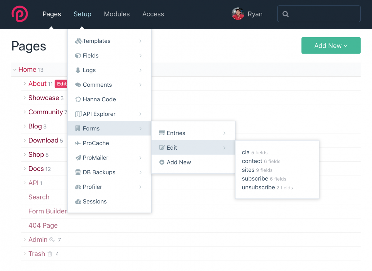 Navigating to edit a FormBuilder form