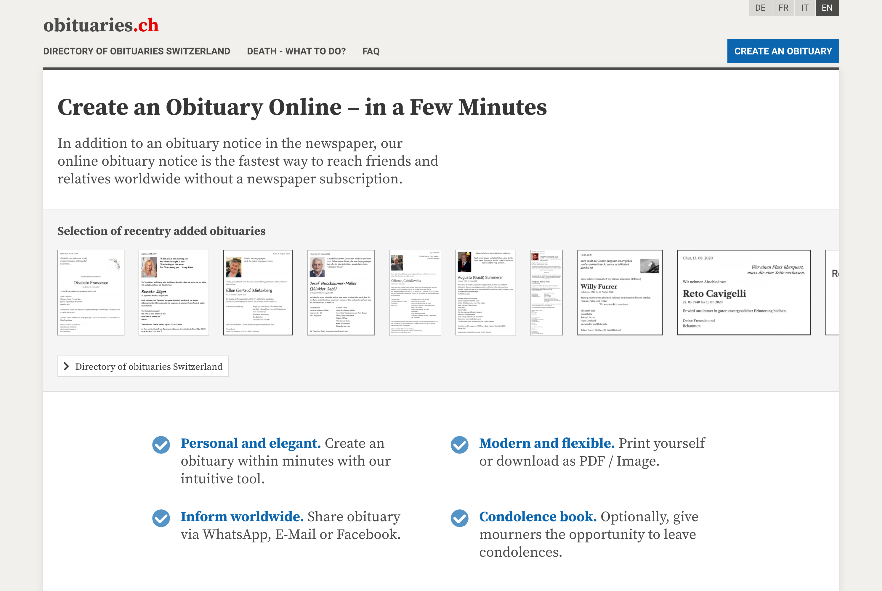 obituaries.ch Create a Personal Obituary Online