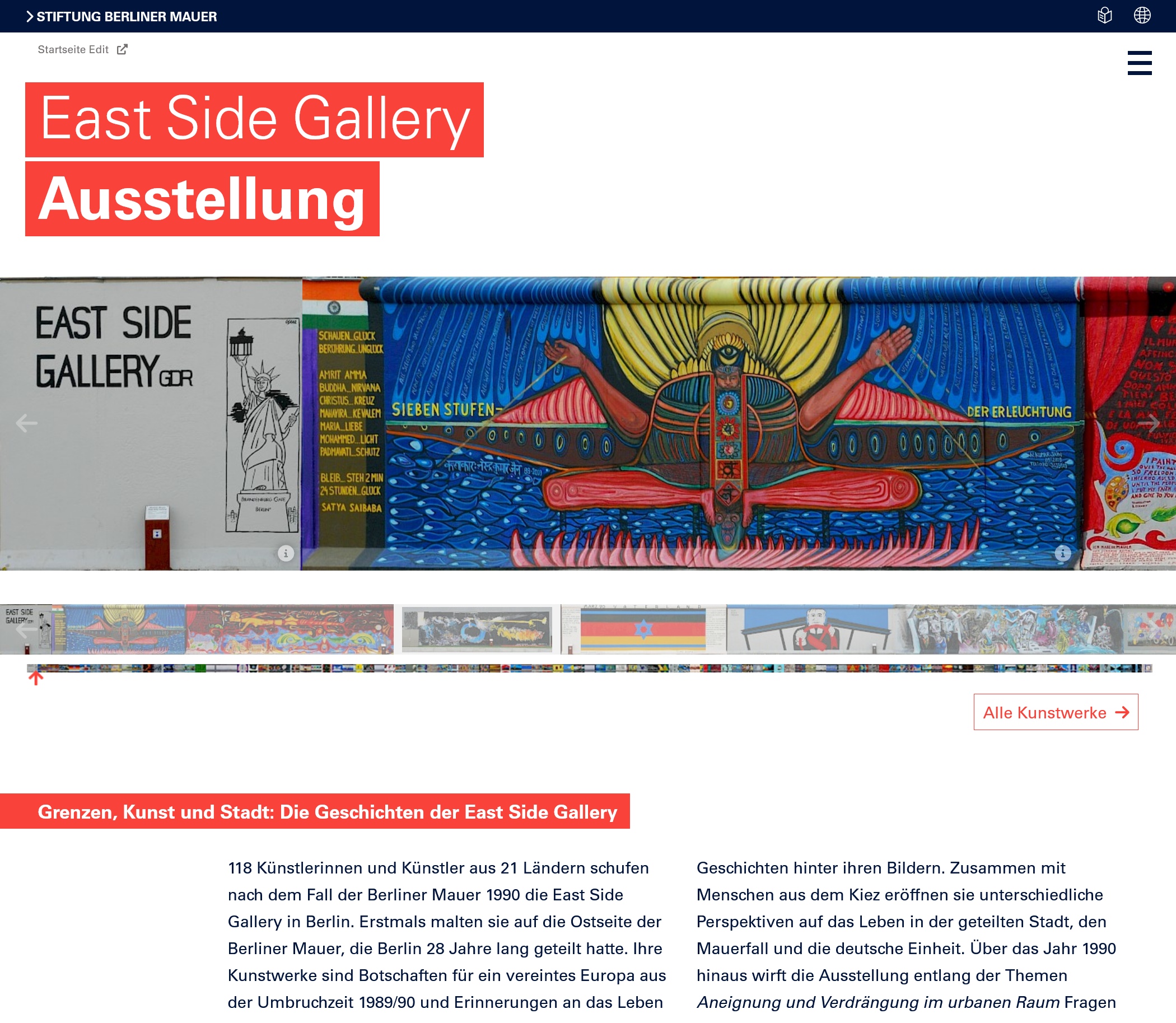 Online exhibition of the Berlin East Side Gallery