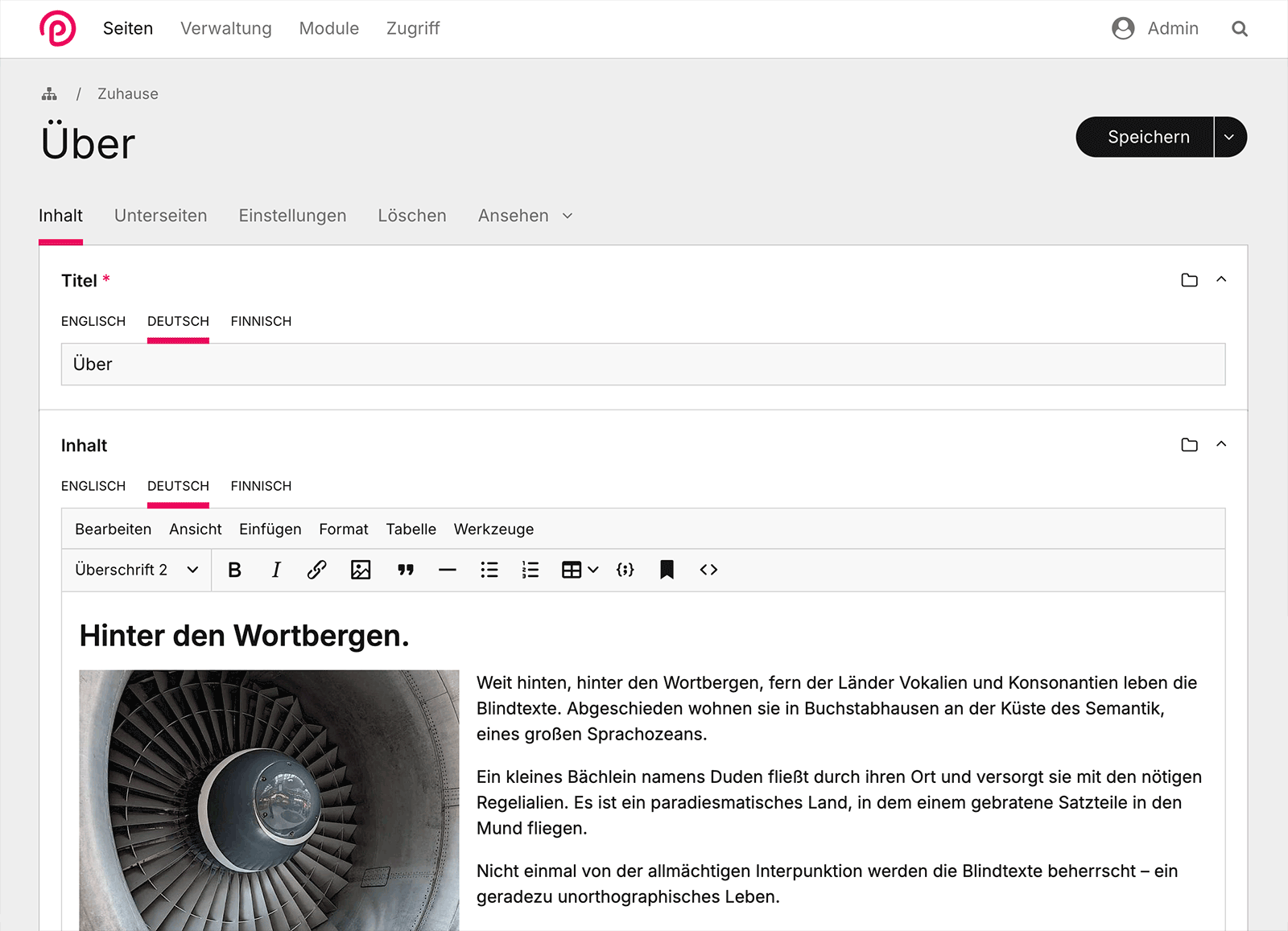 Example of multi-language fields in ProcessWire CMS